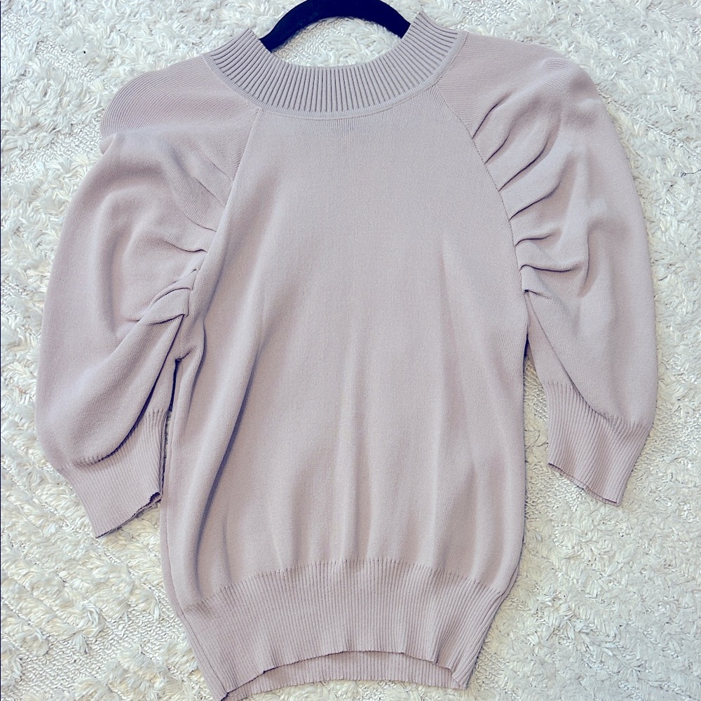 böhme Puff Sleeve Sweater Top in Dusty Rose Medium
